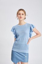 Manlee - m.l. Fijngebreide top. Blauw. Maat: S