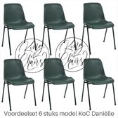 King of Chairs -set van 6- model KoC Daniëlle antraciet met zwart onderstel. Kantinestoel stapelstoel kuipstoel vergaderstoel tuinstoel kantine stapel stoel kantinestoelen stapelst