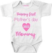 Rompertje voor de liefste mama- moederdag-beste moederdag cadeau ooit- Happy first mother's day mommy 2022-Maat 68
