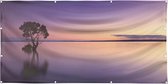 Tuinposter - Paars landschap met een boom - zon- en waterbestendig - natuurposter - 150x75 cm