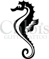 Chloïs Glittertattoo Sjabloon 5 Stuks - Seahorse 2 - CH1319 - 5 stuks gelijke zelfklevende sjablonen in verpakking - Geschikt voor 5 Tattoos - Nep Tattoo - Geschikt voor Glitter Ta