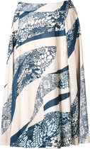 Damesrok A-lijn Beige/print | Maat 4XL