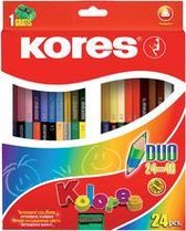 Kores driehoekige kleurpotloden 'DUO', doos van 12 + puntenslijper