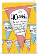 Wenskaart '40 jaar'  incl 3 meter Vlaggenlijn