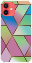 Marmeren patroon schokbestendig TPU beschermhoes voor iPhone 12 mini (Rhombus Gradient)
