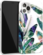Glanzend plantpatroon TPU beschermhoes voor iPhone 12 mini (kleur bananenblad)