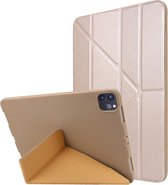 Voor iPad Pro 11 (2020) TPU horizontale vervorming Flip lederen tas met houder (champagne goud)