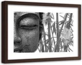 Foto in frame , Half Hoofd van Boeddha , 120x80cm , Multikleur, Premium print