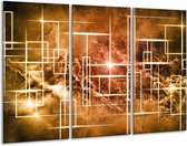 GroepArt - Schilderij -  Abstract - Bruin, Wit - 120x80cm 3Luik - 6000+ Schilderijen 0p Canvas Art Collectie