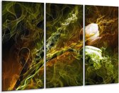 GroepArt - Schilderij -  Tulp - Groen, Geel - 120x80cm 3Luik - 6000+ Schilderijen 0p Canvas Art Collectie