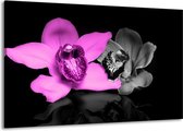 Peinture sur toile Orchidée | Violet, gris, noir | 140x90cm 1 Liège