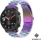 Stalen Smartwatch bandje - Geschikt voor  Xiaomi Amazfit GTR stalen band - regenboog - 42mm - Strap-it Horlogeband / Polsband / Armband