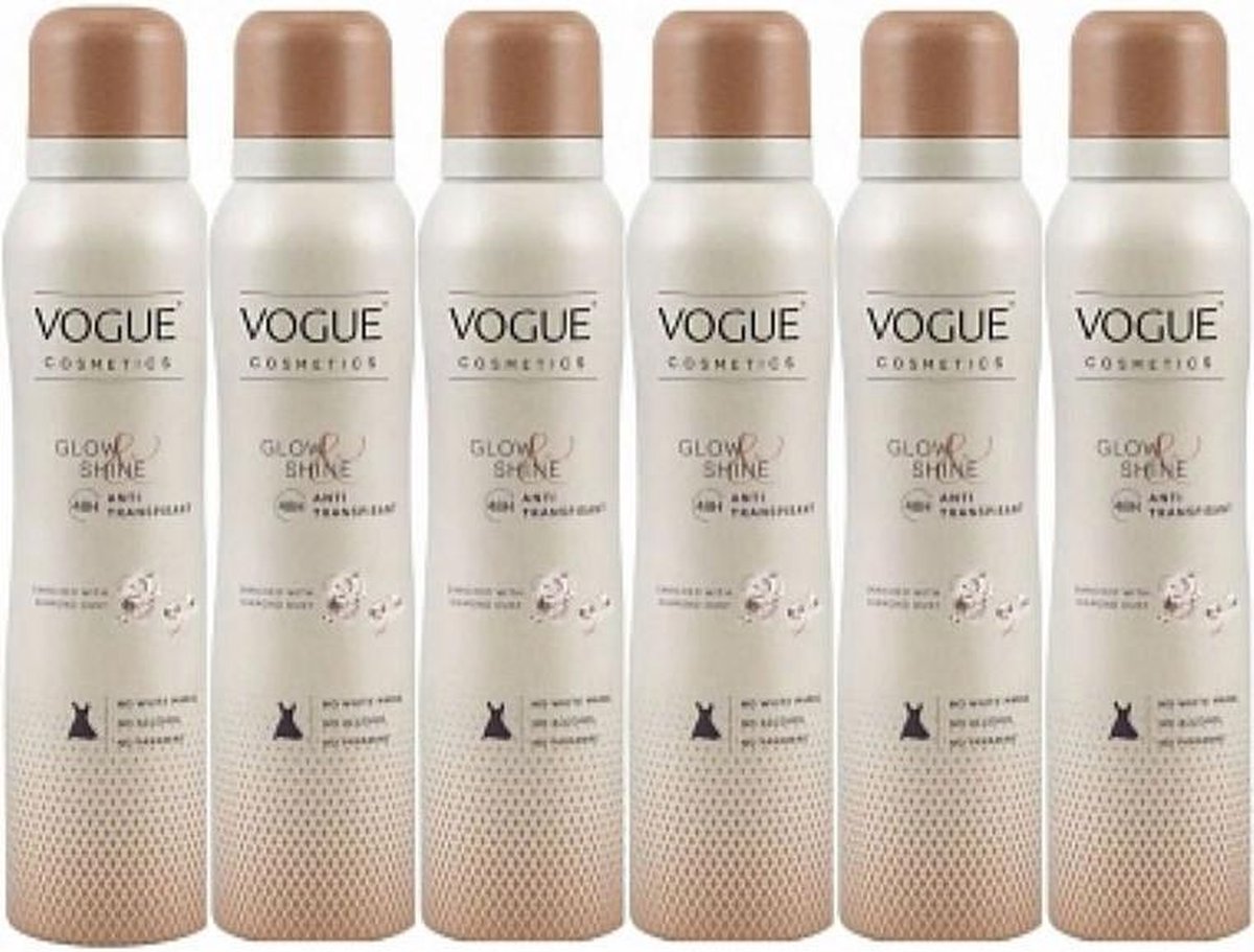 Vogue Deo Spray - Glow and Shine - Voordeelverpakking 6 x 150 ml | bol.com