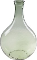 Fles model bloemenvaas/vazen van glas in het groen met Hoogte 34 cm en diameter 21.5/11 cm - Bloemen/boeketten