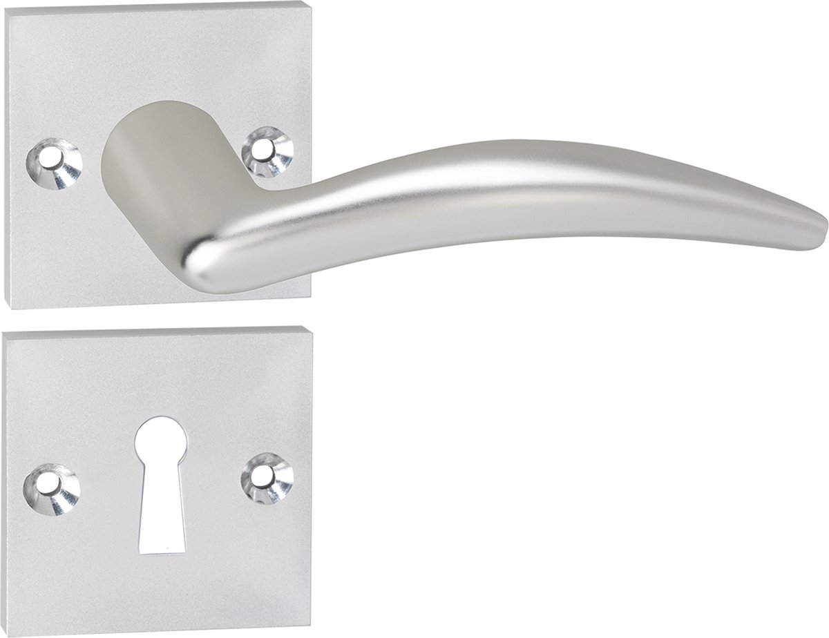 Impresso Windsor Deurklink – Deurbeslag – Vierkant – Rozet met Schroeven en Sleutelgat – Aluminium