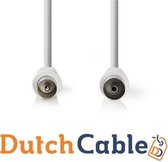 Dutch Cable Coax Kabel - wit - 1.5 meter - TV kabel coax antenne Geschikt voor Ziggo