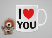 Cadeauset Valentijn | Mok & sleutelhanger dier | I LOVE YOU | Valentijn - verjaardag | papa - mama - beker 330 ml | Valentijnscadeau |