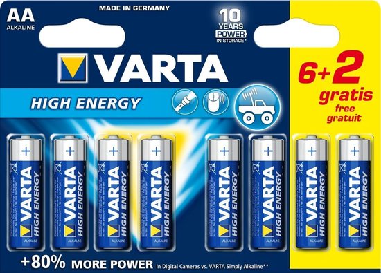 Varta AA High Energy Batterijen - 8 stuks | bol.com