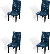 4 stuks- Stoelovertrek - Stoelhoes - Stoelhoes eetkamerstoel- - Stretch- Universeel - Elastisch- Blauw+ Wit+ Zwart