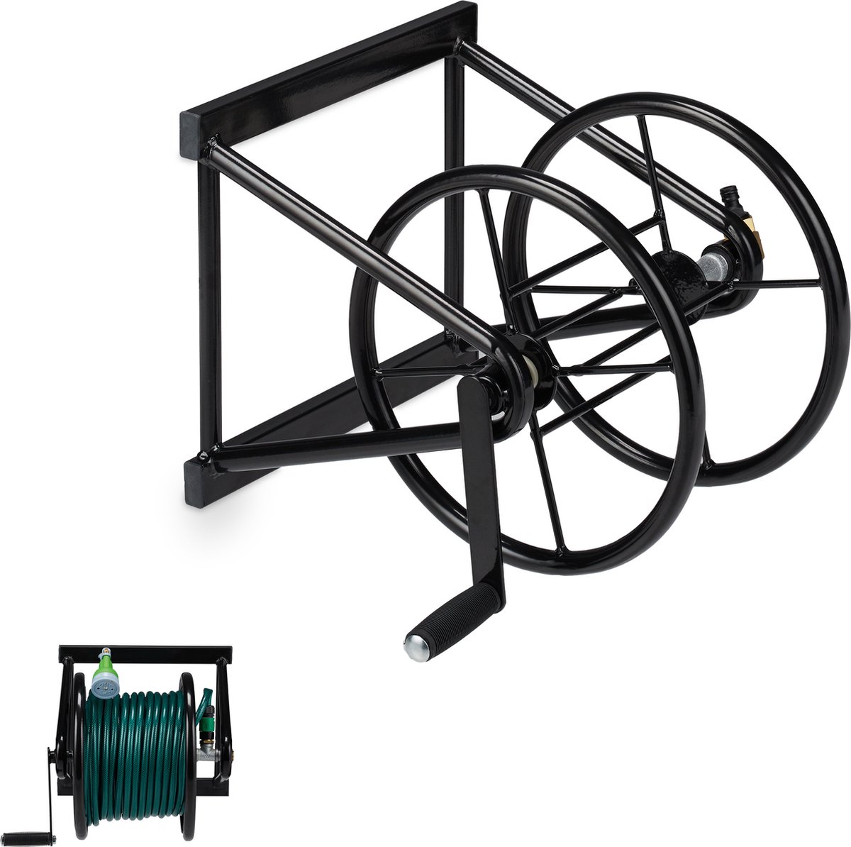 Bol.com wandslanghouder metaal - staal - met zwengel - voor tuinslang tot 60 cm aanbieding