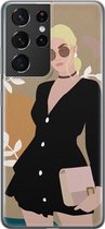 Samsung Galaxy S21 Ultra hoesje siliconen - Abstract girl - Soft Case Telefoonhoesje - Print / Illustratie - Multi