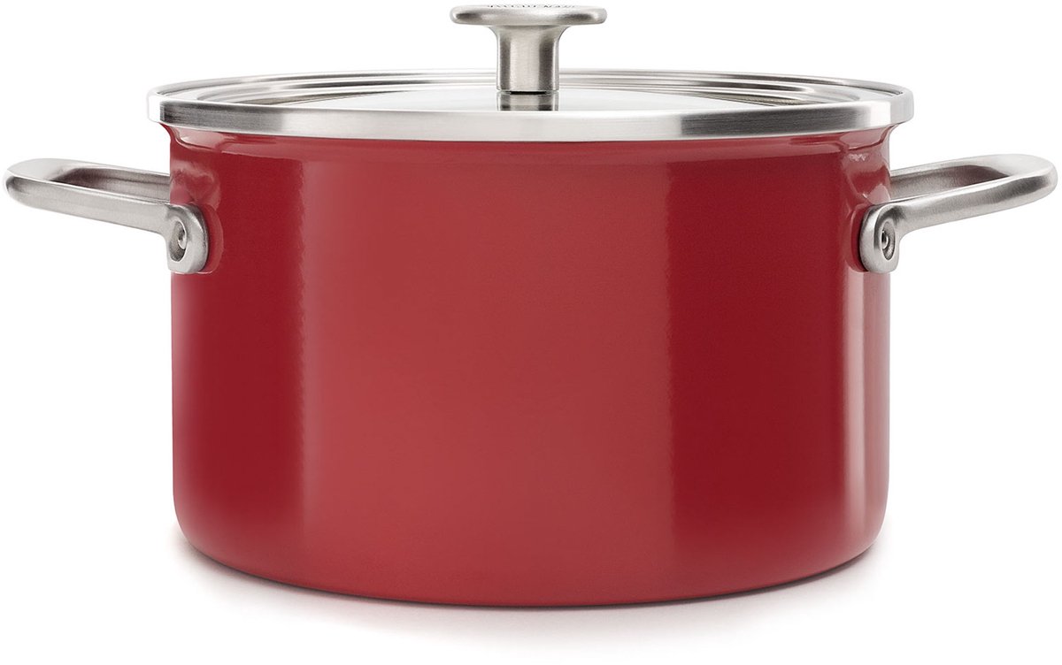 KitchenAid Steel Core Enamel kookpan 20cm 3,7L - Keizerrood - inductie - PFAS-vrij
