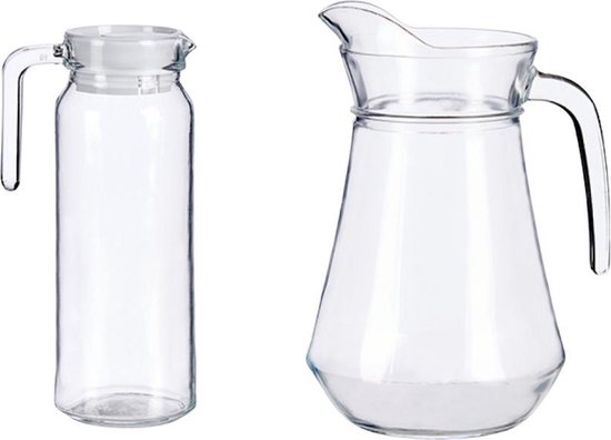 Carafe à eau - Carafe à eau - Pichet - Glas - Transparent - Avec couvercle  | bol.com