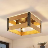 Lindby - plafondlamp hout - 4 lichts - hout, metaal - H: 20.5 cm - E27 - licht hout, grijs
