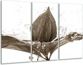 Glasschilderij Bloem - Sepia - 120x80cm 3Luik - Foto Op Glas - Geen Acrylglas Schilderij - GroepArt 6000+ Glas Art Collectie - Maatwerk Mogelijk