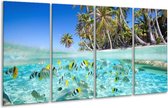 GroepArt - Glasschilderij - Natuur - Blauw, Groen - 160x80cm 4Luik - Foto Op Glas - Geen Acrylglas Schilderij - 6000+ Glasschilderijen Collectie - Wanddecoratie