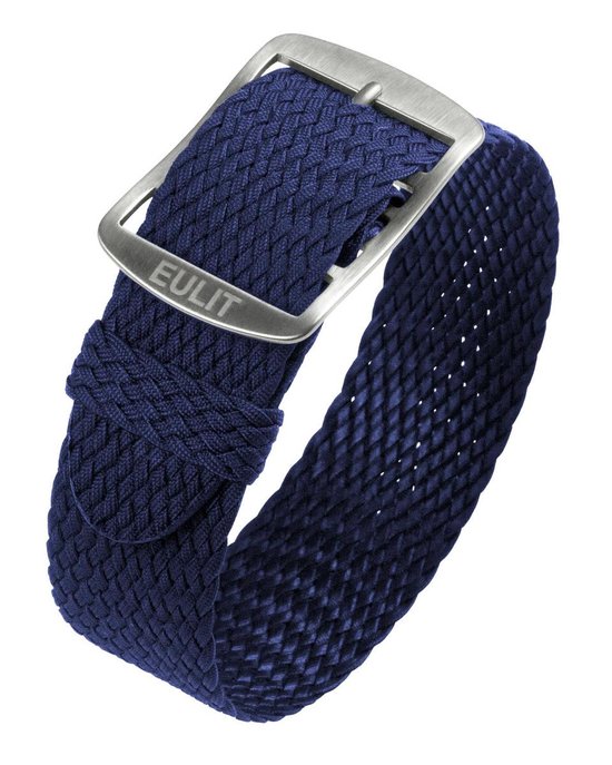 Bracelet montre EULIT - perlon - 20 mm - bleu - boucle métal