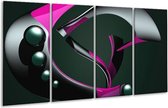 GroepArt - Glasschilderij - Modern - Paars, Grijs, Zwart - 160x80cm 4Luik - Foto Op Glas - Geen Acrylglas Schilderij - 6000+ Glasschilderijen Collectie - Wanddecoratie