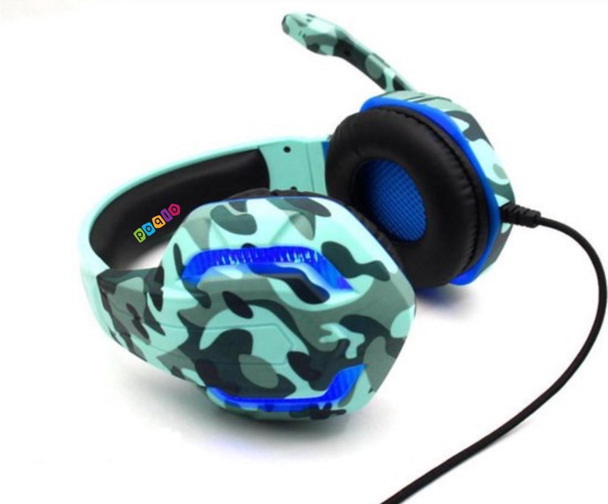 Camouflage Gaming Koptelefoon - LED Gamer Hoofdtelefoon - Noise Cancelling - Microfoon - Gamer Headset voor PC, PS4 en XBOX