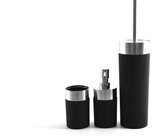 Luxe Badkamerset |badkameraccessoires | rvs mat Zwart |3 delig | zeeppompje | zeepdispenser | beker | tandenborstelhouder | toiletborstel met houder