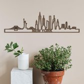 Skyline New York (mini) Notenhout Wanddecoratie Voor Aan De Muur Met Tekst City Shapes