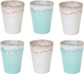 Costa Nova Kop Latte Macchiato 38cl - Grespresso  - Aardewerk - Set van 6 in 2 kleuren - Golfjes 9,5cmxH11cm - 6 stuks by supervintage