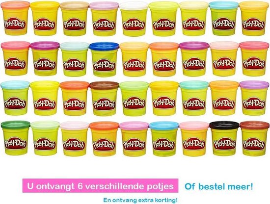 Play-Doh - 6 potjes - Verschillende kleuren - 112 gram - Voordeelbundel - Play-Doh