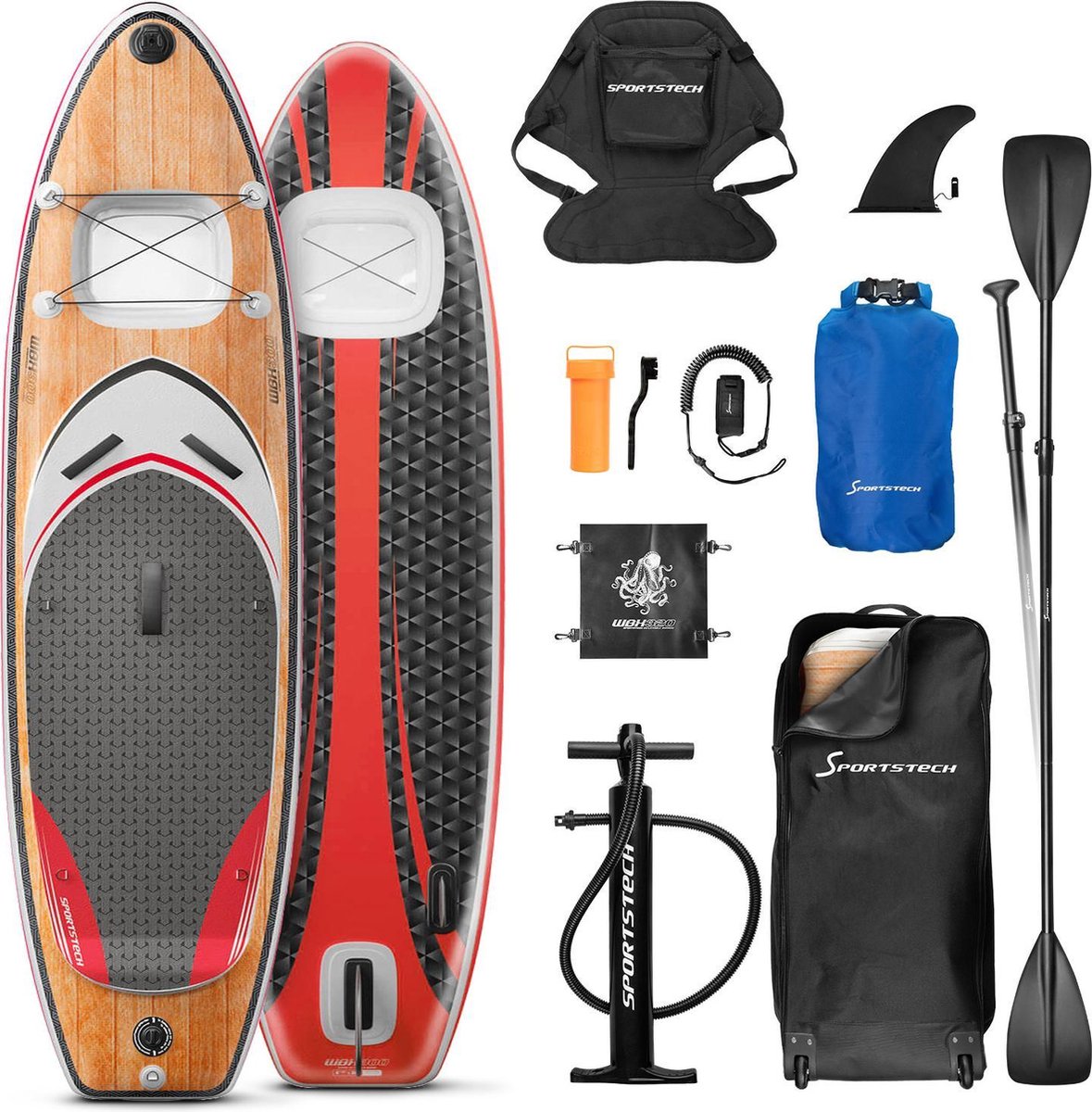 Premium 9in1 SUP board set + 2in1kijkvenster + Kajakzitje Standup