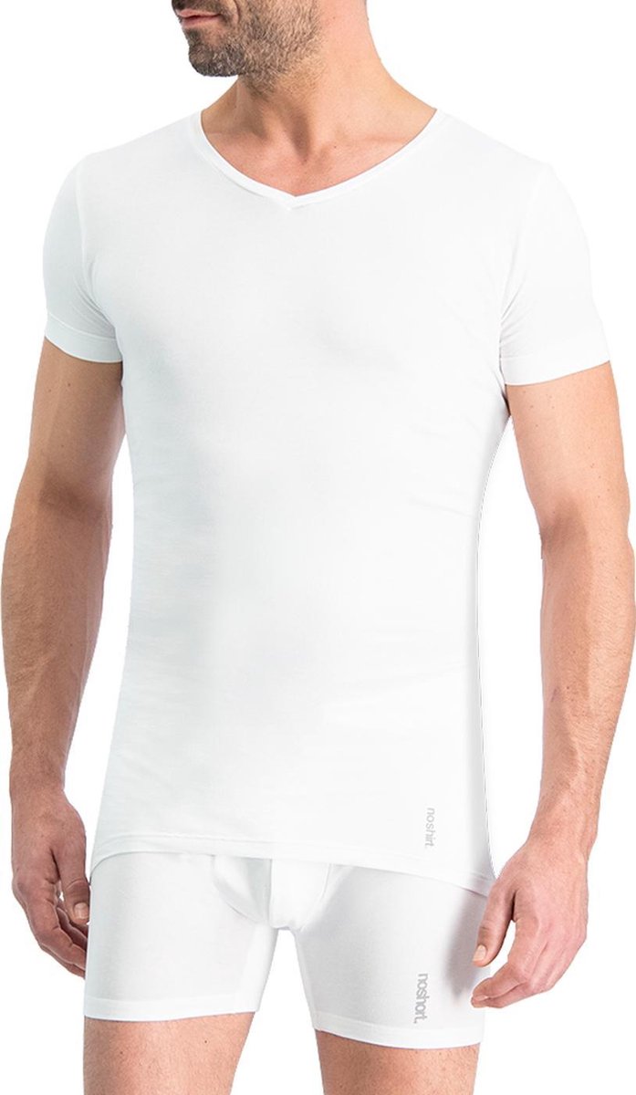 Noshirt Lite Cotton - Heren Ondershirt – Reguliere V-Hals – Supima Katoen - Dun & Onzichtbaar – Wit – Maat XL