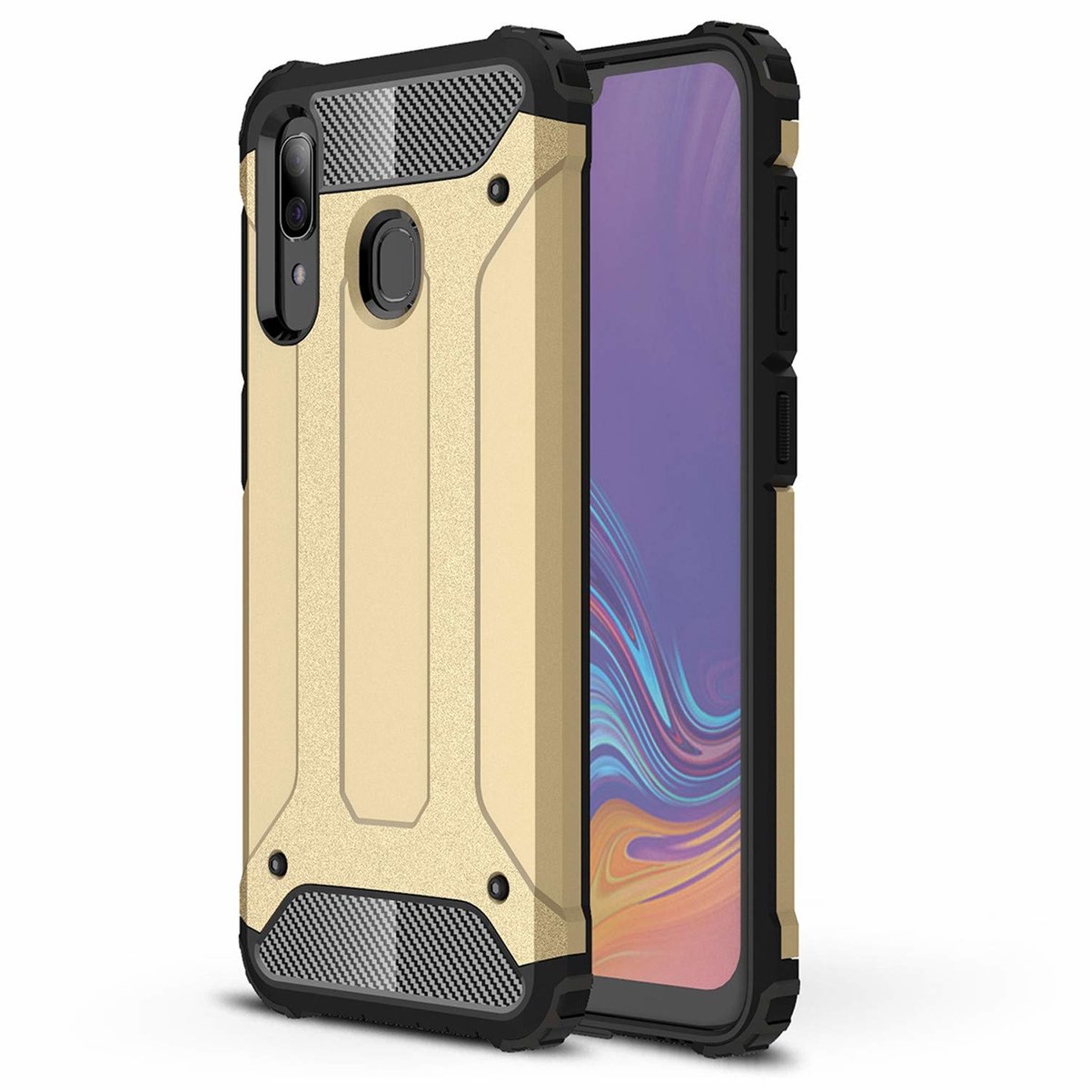 Ntech Hoesje Geschikt Voor Samsung Galaxy A30 Hybrid Armor Hoesje - Goud