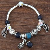 Glazen Kralen Bedel Stretch Armband Blauw- Cadeau Vrouw - Cadeau Meisje - Valentijn Cadeau