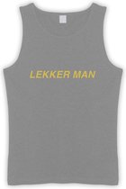 Grijze Tanktop sportshirt met Gouden “ Lekker Man “ Print Size XXXL