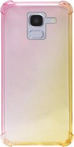 - ADEL Siliconen Back Cover Softcase Hoesje Geschikt voor Samsung Galaxy J6 Plus (2018) - Kleurovergang Roze Geel