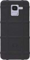 - RUGGED SHIELD Rubber Bumper Case Hoesje Geschikt voor Samsung Galaxy J6 Plus (2018) - Zwart