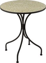 Binnen balkon terras tafel  Mozaiek Metaal/Glas Zwart/Licht Geel / muntgroen 61cm