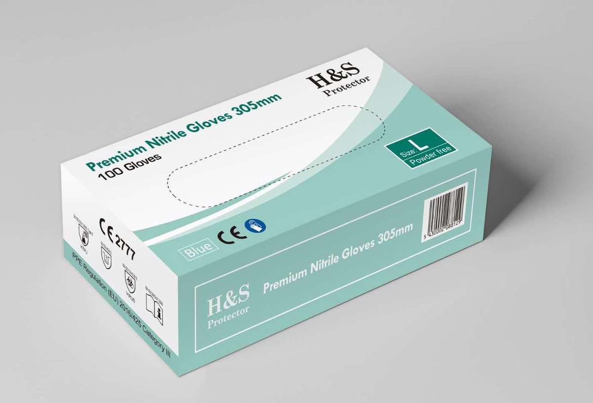 Goedkoopste H&S PROTECTOR - Extra lang Nitril handschoenen - 305mm lang - Wegwerp handschoenen - Wit - L - Poedervrij - 10 dozen - 1000 stuks