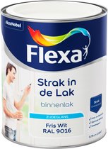 Flexa Strak in de Lak - Watergedragen - Zijdeglans - fris wit RAL 9016 - 0,75 liter