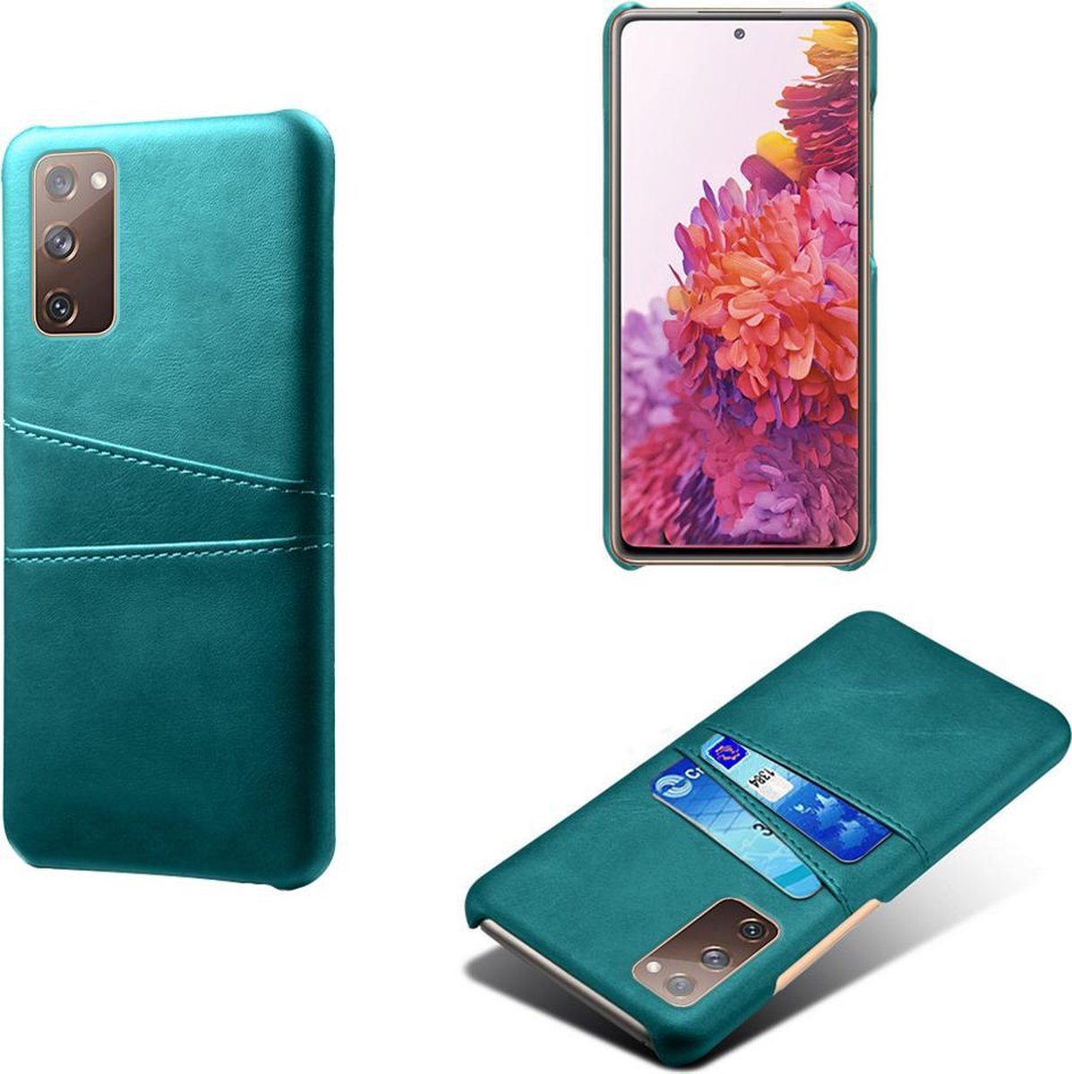 Backcover met Opbergvakjes + PMMA Screenprotector voor Galaxy S20 FE 4G/5G _ Groen