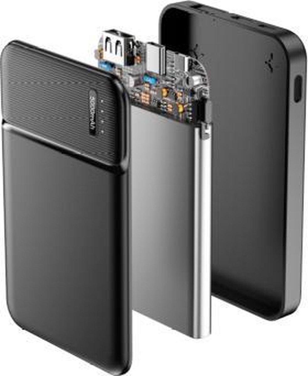 Back-up batterij 5000mAh USB-uitgang 2.4A Compact en lichtgewicht Maxlife Black