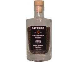Koffiezz glazen cadeaufles met whisky gebrande koffiebonen